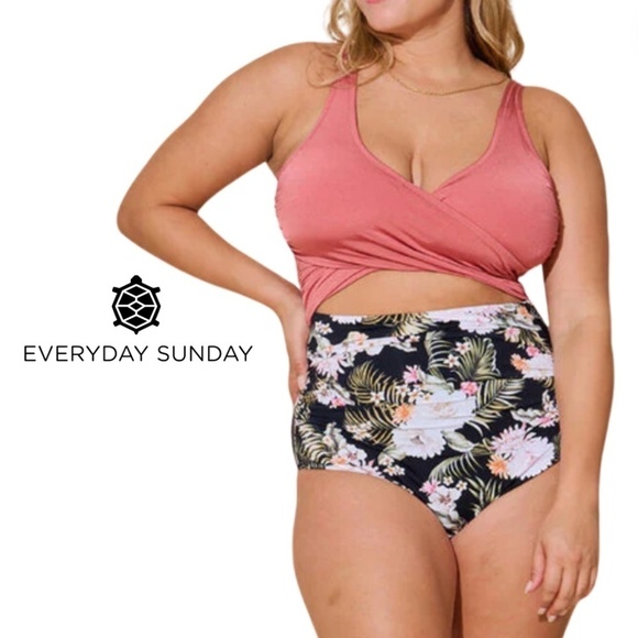 Everyday Sunday Pink Peaceful Floral Wrap One Piece - 3X - Picture 1 of 13